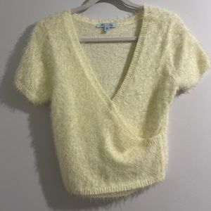 Fuzzy Pale Green Wrap Top